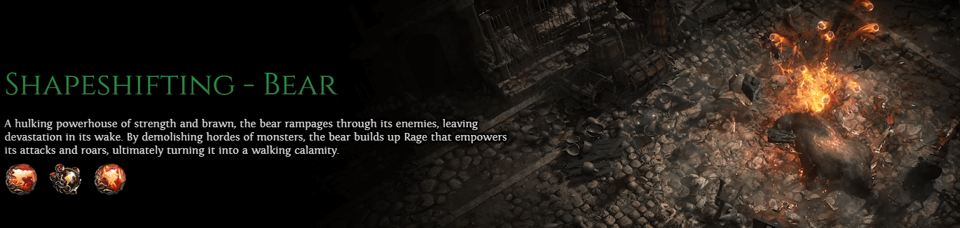 path of exile 2 druid shapeshifting to bear